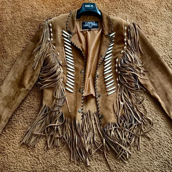 Stunning Vintage Suede Western Boho Tribal Festival Fringe Beaded Cropped Jacket - Picture 1 of 7